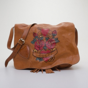 Pre Owned Gucci Tattoo Heart Tribeca Messenger Bag 
