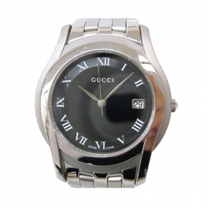 Gucci Wristwatch SS Black Silver Mens 5500M 
