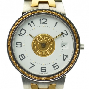 Hermes Classic SS 18K Gold & White Ladies  Wristwatch 