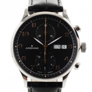 Junghans Black Stainless Steel Arthur Attaché Chronograph Men's Wristwatch 40MM