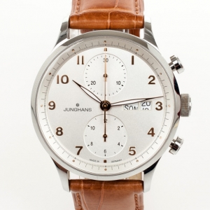 Junghans Arthur Attaché SS Leather Chronograph Mens Wristwatch 40 MM