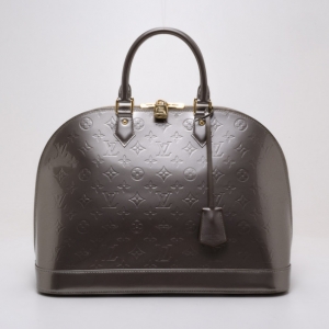 Pre Owned Louis Vuitton Monogram Vernis Alma MM Satchel Handbag 
