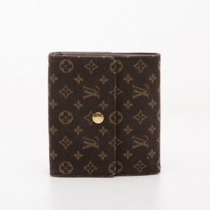 Pre Owned Louis Vuitton Ebene Monogram Mini Lin Wallet