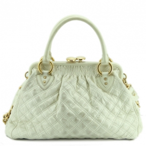 Marc Jacobs White Quilted Leather Stam Bag