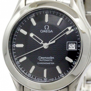 Omega Black Stainless Steel Seamaster 50th Anniversary Men's Wristwatch 36MM