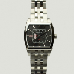 Perrelet Black Stainless Steel GMT Tonneau Mens Watch 38 MM