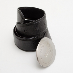 Prada Black Leather Saffiano Belt