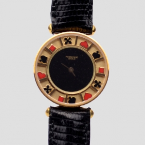 Robergé Casino 18 K Yellow Gold Black Womens Wristwatch 30 MM 