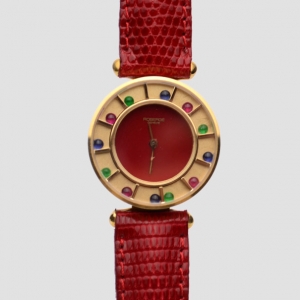 Robergé Red Casino 18 K Yellow Gold Red Women Wristwatch 30 MM 