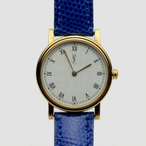 Yves Saint Laurent Gold Plated Blue Classic Collection Ladies Wristwatch