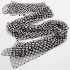 YSL Black and White Clover Printed Scarf