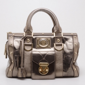 Pre Owned Versace Metallic New Madonna Boston Bag 