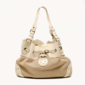 Versace White and Beige Leather Tote