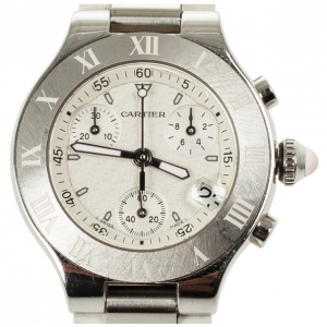 Cartier SS Rubber Chronograph Unisex Wristwatch
