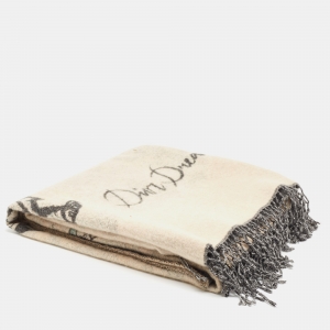 Dior Beige/Grey Dior Dream Parade Wool Throw Blanket