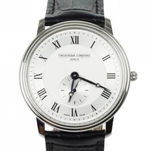 Frederique Constant Stainless Steel Leather Quartz Unisex Wristwatch 37 MM
