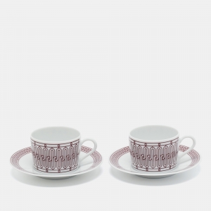 Hermes H Deco Rouge Tea Cup and Saucer Set