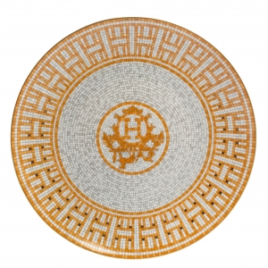 Hermès Gold Mosaique AU 24 Dessert Plate Set of 2