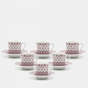 Hermes Rouge H Deco 6 Sets of  Coffee Cup And Saucer