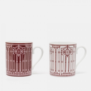 Hermès Rouge Porcelain H Deco Mugs Set of 2 