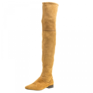 مملوكة مسبقًا 3.1 Phillip Lim Beige Suede Louis Thigh High Boots Size 36.5