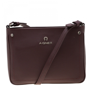 Pre Owned Aigner Maroon Leather Ava Crossbody Bag