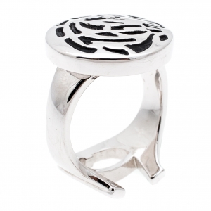 Aigner Silver Tone Horse Engraved Ring Size 54