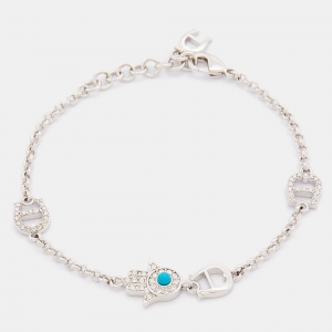 Aigner Silver Tone Lucky Charm Chain Bracelet