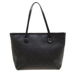 Pre Owned Aigner Black Signature Coated Canvas and Leather Tote