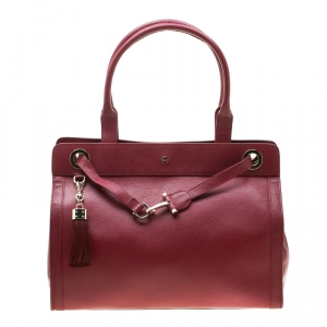 Pre Owned Aigner Burgundy Leather Cavallina Tote