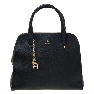 Pre Owned Aigner Black Leather Satchel