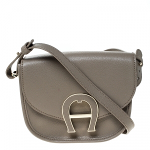 Aigner Grey Leather Mini Pina Crossbody Bag