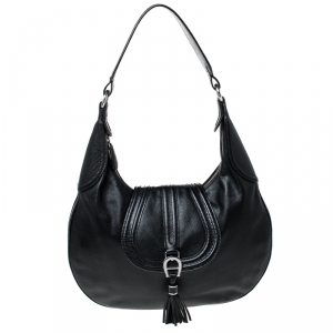 Pre Owned Aigner Black Leather Hobo