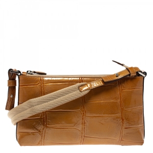 Pre Owned Aigner Tan Patent Leather Shoulder Bag