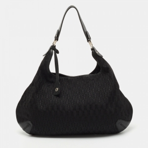 Aigner Black Signature Canvas and Leather Hobo