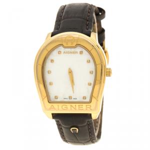 Aigner Mother of Pearl Gold Plated Stainless Steel Verona Women's Wristwatch 34 mm