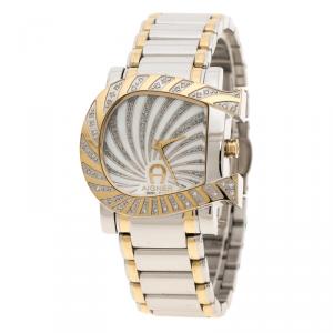 Aigner White Mother of Pearl Stainless Steel and Diamonds Genua Due A31600 Women's Wristwatch 31 mm