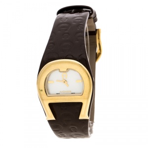 Aigner White Mother of Pearl Gold Plated Stainless Steel Capri III A19200 Women's Wristwatch 30 mm