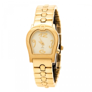Pre Owned Aigner Yellow Gold Plated Stainless Steel Ravenna A02200 Women's Wristwatch 24 mm