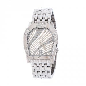 Pre Owned Aigner Silver Stainless Steel Diamonds Ravenna Nuovo A25400 Wristwatch 30 mm