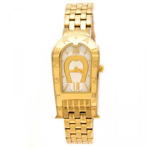 Pre Owned Aigner Mother of Pearl Gold Plated Stainless Steel Olbia A29300 Women's Wristwatch 24 mm
