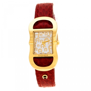 Pre Owned Aigner Mother of Pearl Gold Plated Stainless Steel Cesena A53200 Women's Wristwatch 23 mm