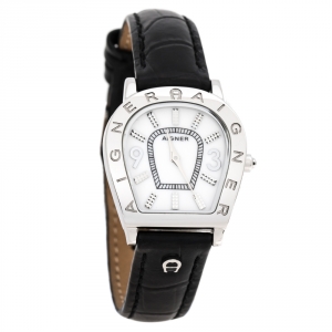Pre Owned Aigner Mother Of Pearl Stainless Steel Leather Amalfi A32200 Women's Wristwatch 27 mm