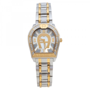 Aigner Mother Of Pearl Two-Tone Stainless Steel Diamond Verona A48100 Women's Wristwatch 33 mm