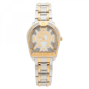 Aigner Mother of Pearl Two-Tone Stainless Steel Diamond Verona A48100 Women's Wristwatch 32MM