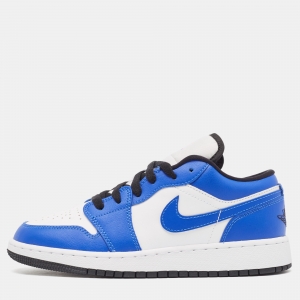 Air Jordans White/Blue Leather Air Jordan 1 hyper Royal Orange Peel Sneakers Size 37.5