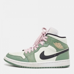 Air Jordans Green Leather Jordan 1 Mid Dutch Green Sneakers Size 39