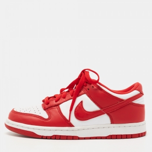 Nike Dunk Red/White Leather Low University Sneakers Size 38.5