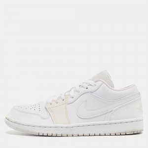 Air Jordans White Leather Jordan 1 Low Sneakers Size 40