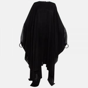 Alaia Black Silk Metal Bangle Detailed Kaftan Dress M